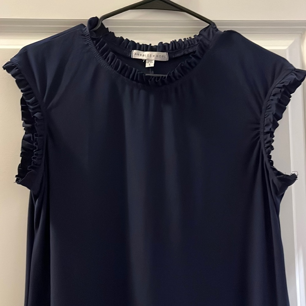 Navy Blue Ruffle Midi Dress
